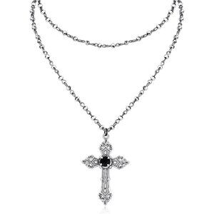 Gothic Layered Cross Necklace, Goth Black Cross Choker, Gothic Emo Grunge Neckla